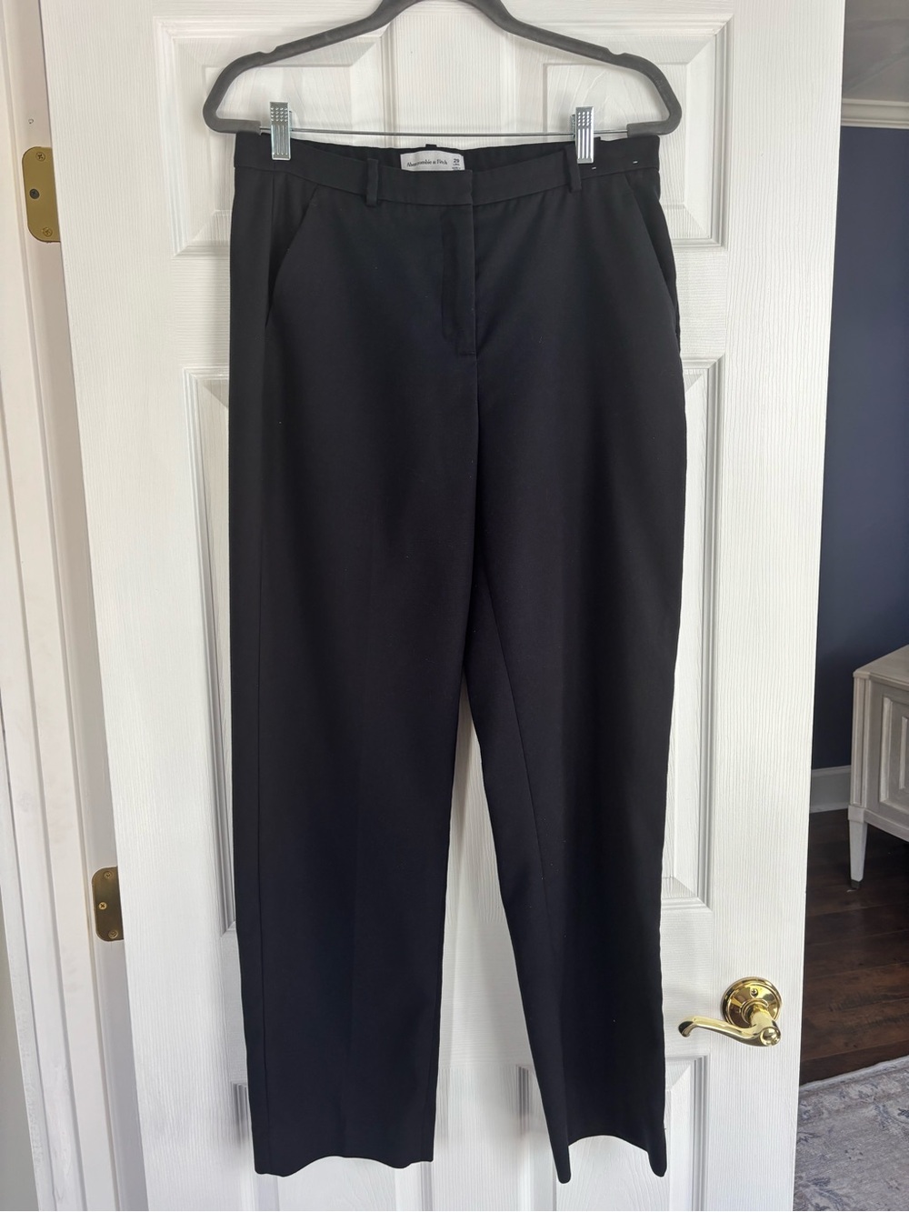 Abercrombie & Fitch Black Straight-Leg Dress Trousers